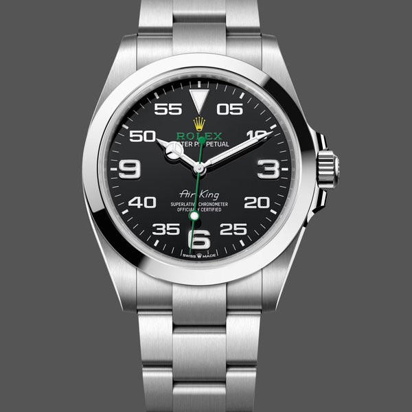 Men's Rolex Air-King 40mm Men's-116900-Stainless Steel-Black Arabic Dial Blue