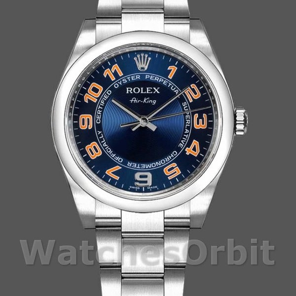 Unisex's Rolex Oyster Perpetual Air‑King-114200, 34mm, Concentric Blue Dial, Unisex Concentric Blue
