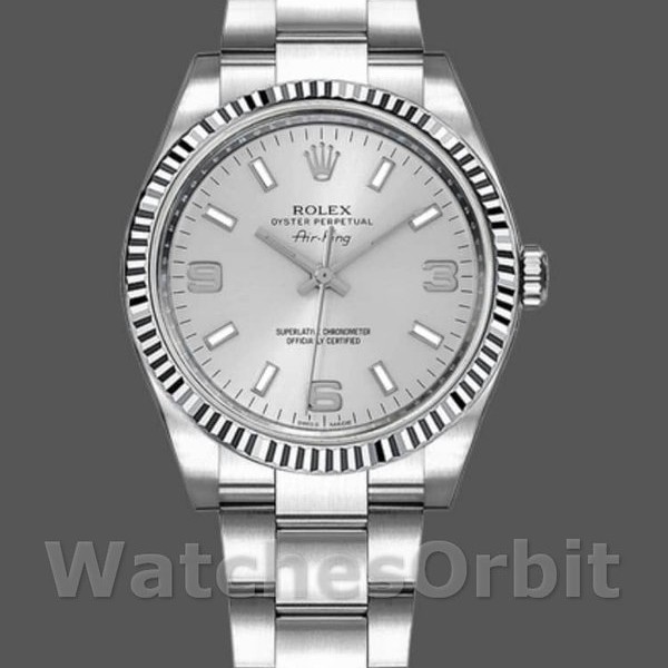 Unisex's Rolex Oyster Perpetual Air-King 34mm Unisex-114234-Silver Dial Silver