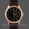 Men's Rolex Cellini Date 39mm Men's-50515-Brown Leather-Black Index Dial Black
