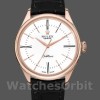 Men's Rolex Cellini Time 39mm Men's-50505-Black Leather Strap-White Dial White