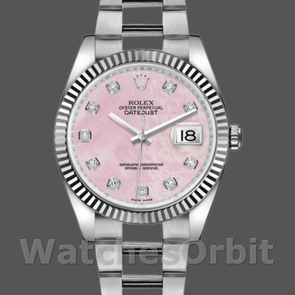 Women's Rolex Datejust 36mm Women's-116234-Mother of Pearl-Pink Diamond Dial Pink MOP Diamonds