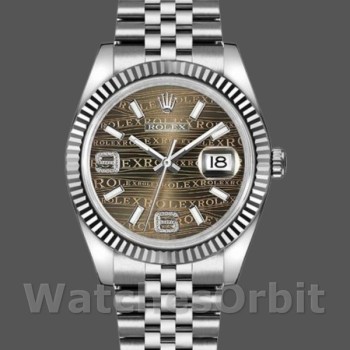 Unisex's Rolex Datejust 36mm Unisex-116234-Stainless Steel Case-Bronze Dial Waves Bronze Diamonds