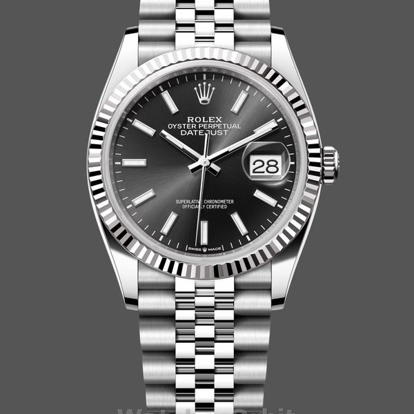 Unisex's Rolex Datejust 36mm Unisex-126234-Fluted Bezel-Black Index Dial Black&nbsp;