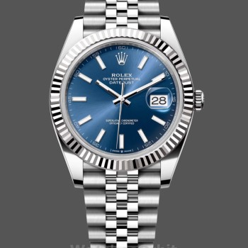 Men's Rolex Datejust 41MM Stainless Steel with Silver Dial Blue