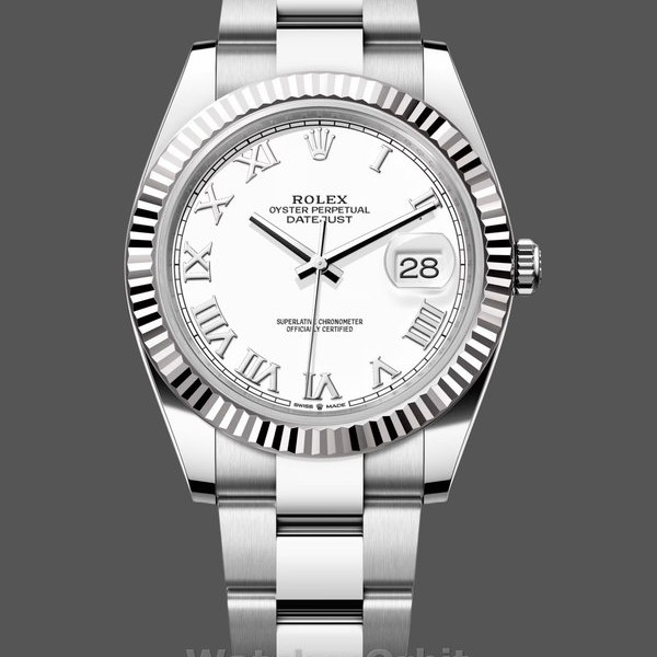 Men's Rolex Datejust 41mm Men's-126334 0023-Fluted Bezel-White Roman Numeral Dial White
