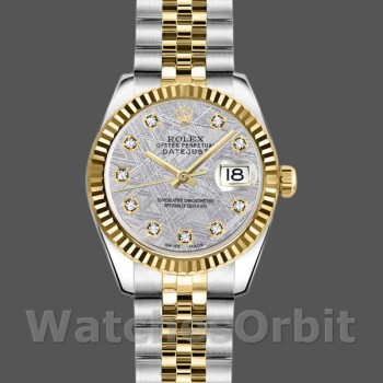 Women's Rolex Datejust-179173, 26mm, Meteorite Grey Diamond Dial, Fluted Bezel, Lady Meteorite Grey