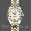 Women's Rolex Datejust-179173, 26mm, White Arabic Numerals Dial, Fluted Bezel, Lady White