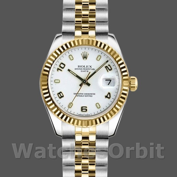 Women's Rolex Datejust-179173, 26mm, White Arabic Numerals Dial, Fluted Bezel, Lady White
