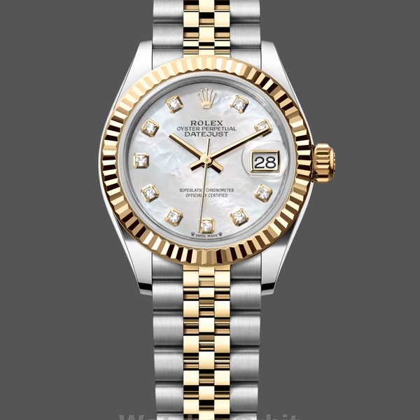 Women's Rolex Datejust-279173, 28mm, Mother‑of‑Pearl Diamond Dial, Fluted Bezel, Lady MOP