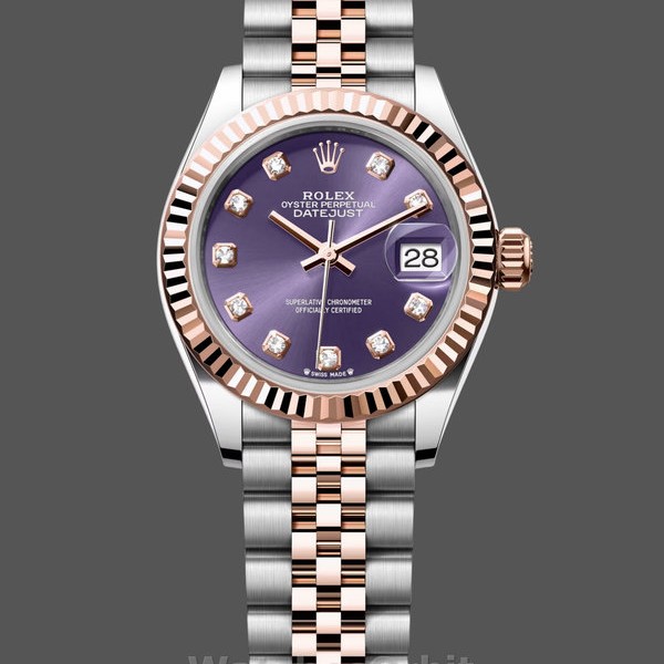 Women's Rolex Datejust 28-m279171 0015, Oystersteel & Rose Gold, Lady’s Purple Dial