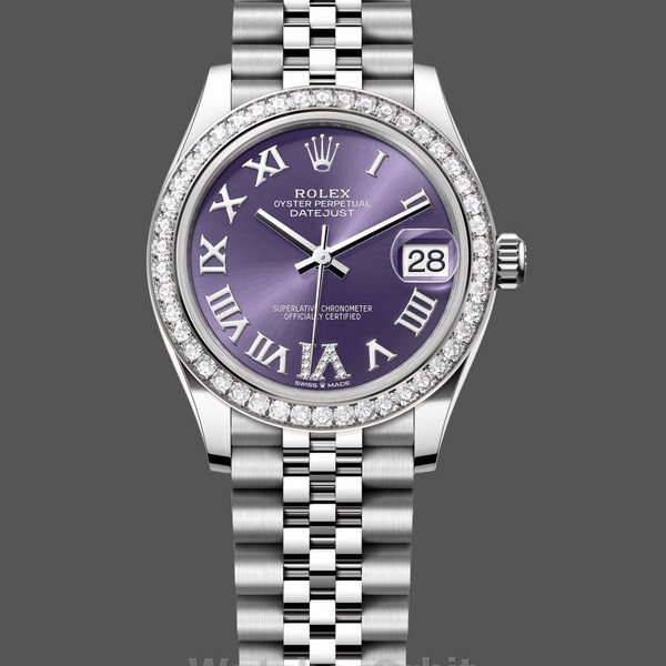 Women's Rolex Datejust 31-278384RBR, Stainless Steel, Aubergine VI Dial, Jubilee Women’s Purple Dial