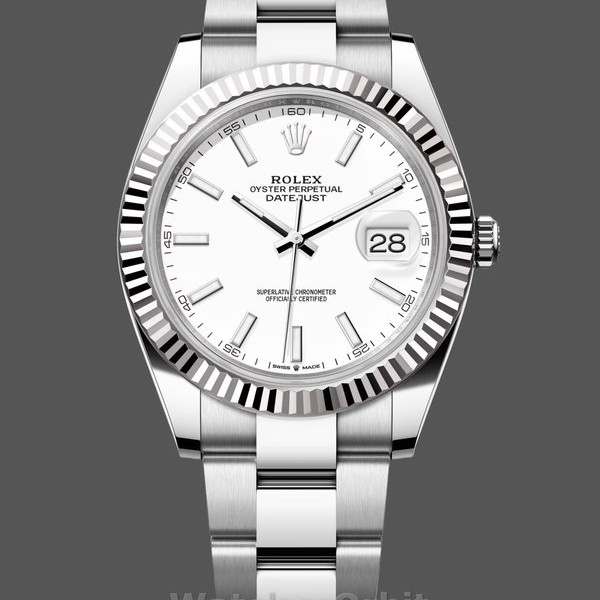 Men's Rolex Datejust 41-M126334, Stainless Steel & White Gold, White Dial, Men’s White Dial