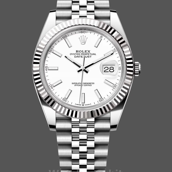 Men's Rolex Datejust 41-M126334 0010, Steel & White Gold, White Dial, Jubilee Bracelet, Men’s White Dial