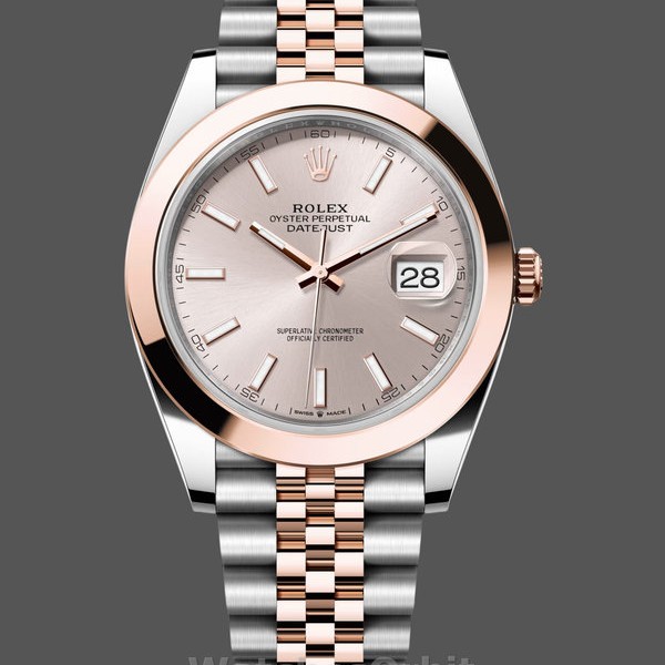 Unisex's Rolex Datejust 41mm Men's-126301 0010-Rose Gold-Sundust Index Dial Sundust