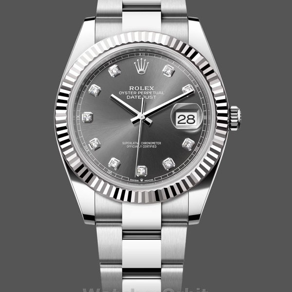 Men's Rolex Datejust 41mm Men's-m126334 0005-Fluted Bezel-Dark Rhodium Grey Dial Grey