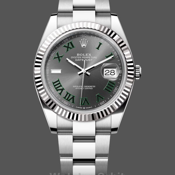 Men's Rolex Datejust 41mm Men's-m126334 0021-Fluted Bezel-Grey Wimbledon Dial Grey Wimbledon