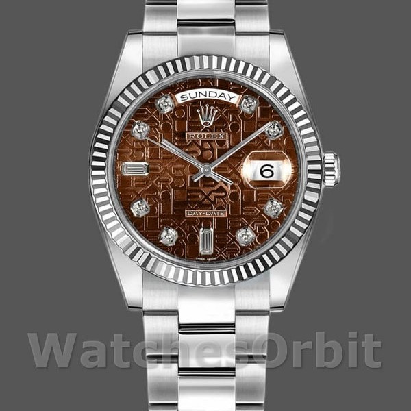 Unisex's Rolex Day-Date 36mm Unisex-118239-White Gold-Jubilee-Chocolate Brown Dial Brown