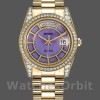 Unisex's Rolex Day-Date 36mm Unisex-118388-Yellow Gold-Lavender Purple Dial Purple<br />