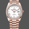 Unisex's Rolex Day-Date 36mm Unisex-128345RBR-White Dial-Everose Gold White