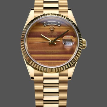 Unisex's Rolex Day Date 36-m128398TBR 0035, Green Dial, Diamond‑Set Bezel, President Bracelet, Green Dial