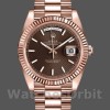 Men's Rolex Day-Date-228235, 40mm, Chocolate Brown Diagonal Motif Dial, Fluted Bezel, Men’s Chocolate Brown