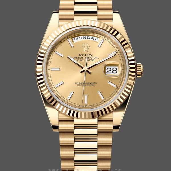 Men's Rolex Day-Date-228238, 40mm, Champagne Diamond Dial, Fluted Bezel, Men’s Champagne