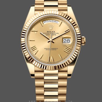 Men's Rolex Day-Date-228238, 40mm, Champagne Roman Dial, Fluted Bezel, Men’s Champagne