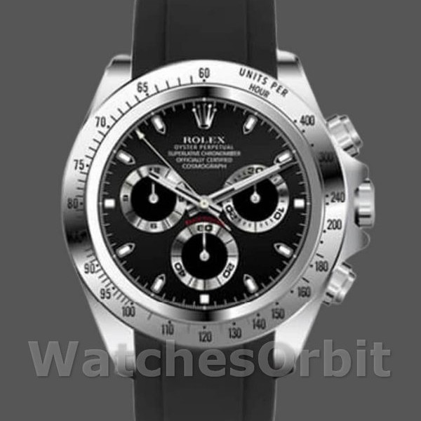 Men's Rolex Daytona 40mm Men's-116519-Black Dial-Black Rubber Strap Black<br />