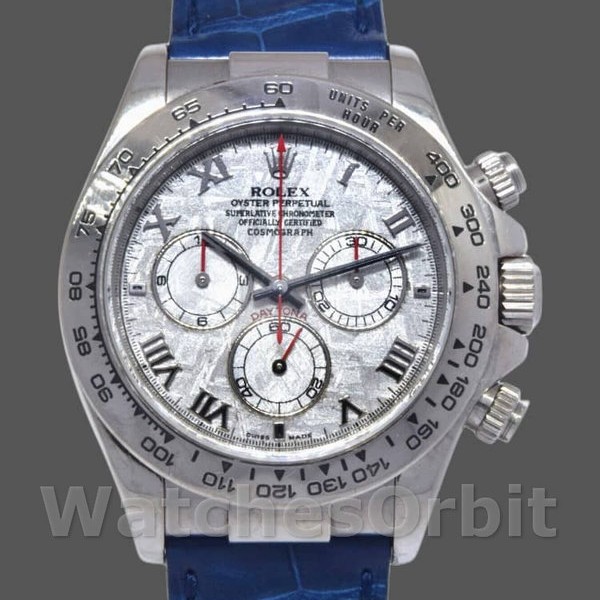 Men's Rolex Daytona 40mm Men's-116519-Blue Leather Strap-Meteorite Dial Meteorite