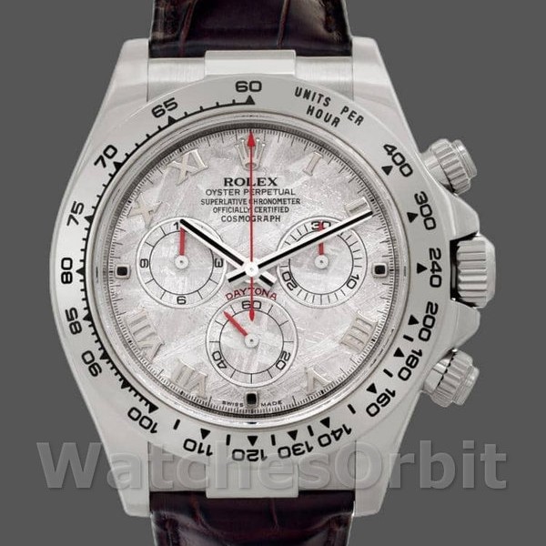 Men's Rolex Daytona 40mm Men's-116519-Brown Leather Strap-Meteorite Dial Meteorite