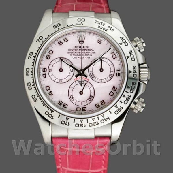 Men's Rolex Daytona 40mm Men's-116519-Rose MOP-Arabic-Pink Strap Pink MOP<br />