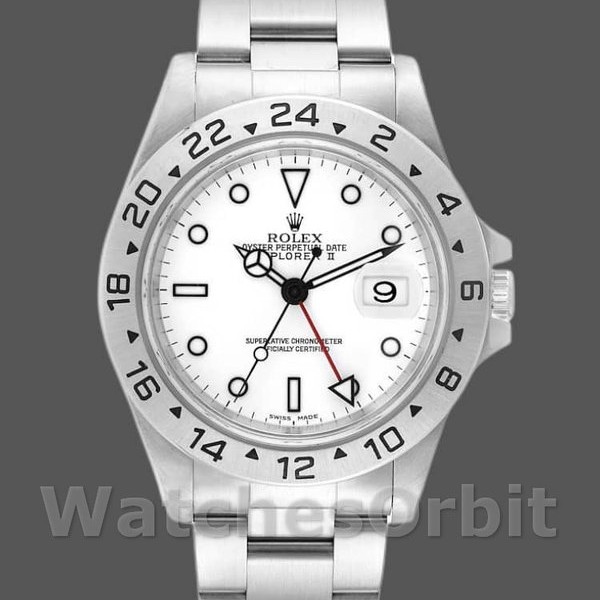Men's Rolex Explorer II 40mm Men's-16570-Stainless Steel-White Dial White
