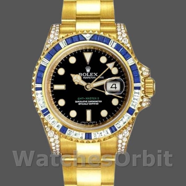 Unisex's Rolex GMT-Master II 40mm Men's-116758-Diamond-Black Dial Black