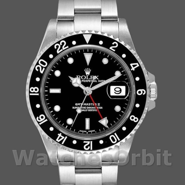 Men's Rolex GMT‑Master II-16710, 40mm, Black Dial, Stainless Steel Case, Men’s Black