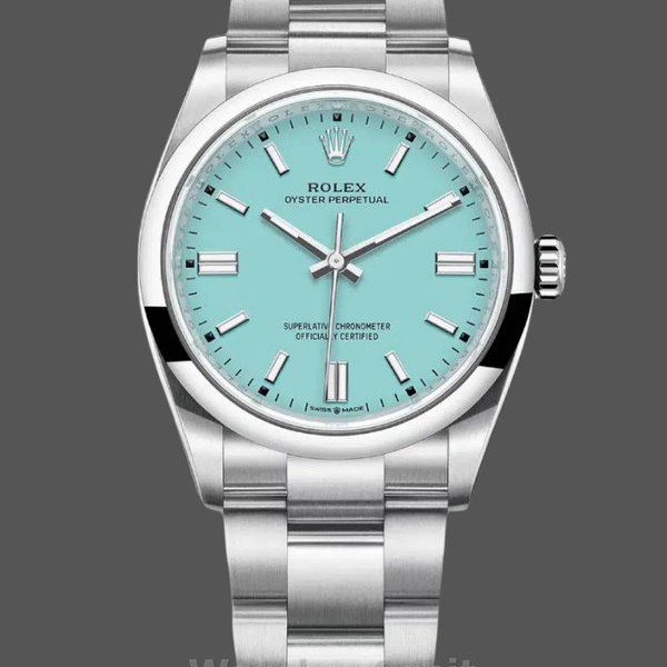 Men's 2024 Rolex Oyster Perpetual-126000, Stainless Steel, Baby Blue Dial, Blue
