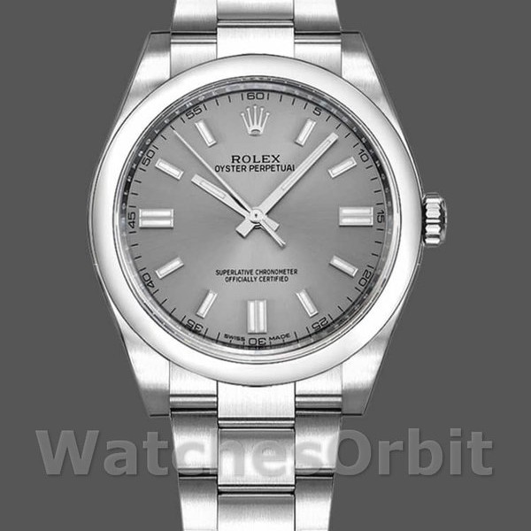 Unisex's Rolex Oyster Perpetual 36mm Unisex-116000-Rhodium Grey Dial Grey