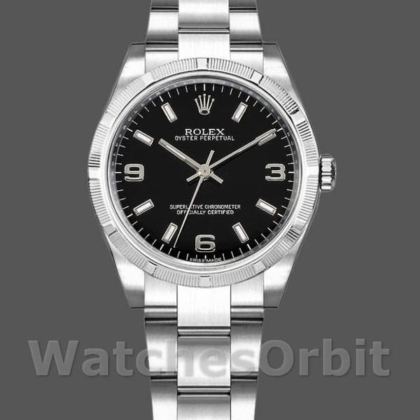 Women's Rolex Oyster Perpetual-177210, 31mm, Stainless Steel, Black Dial, Lady Black