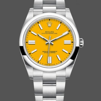 Men's Rolex Oyster Perpetual-124300, Oystersteel, Yellow Dial Yellow Dial