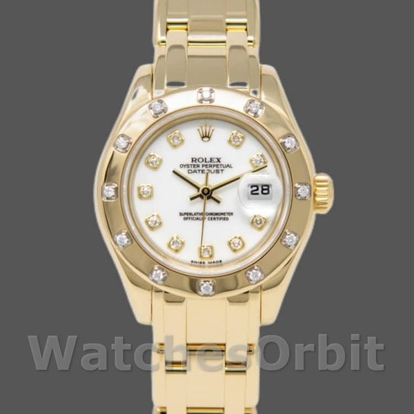 Women's Rolex Pearlmaster 29mm Women's-80318-Yellow Gold-White Dial Luxury