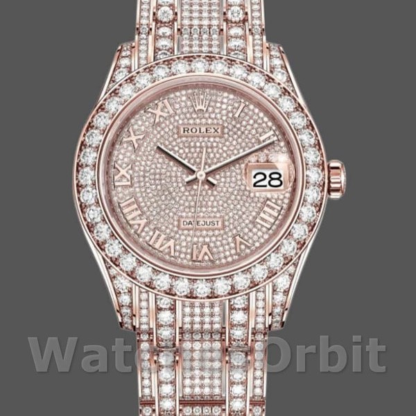 Men's Rolex Pearlmaster 39mm Men's-86405RBR-Everose Gold-Paved Diamond Dial Luxury