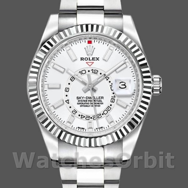 Men's Rolex Sky-Dweller 42mm Men's-326934-Stainless Steel-White Dial White