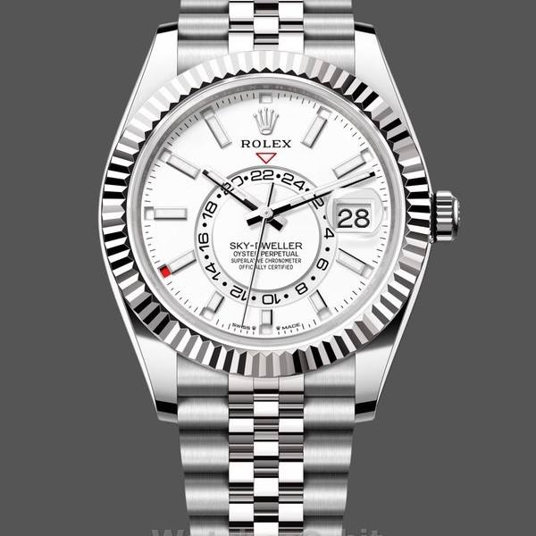 Men's Rolex Sky Dweller 42mm White Dial Fluted Bezel M336934 0004 Men's White Dial