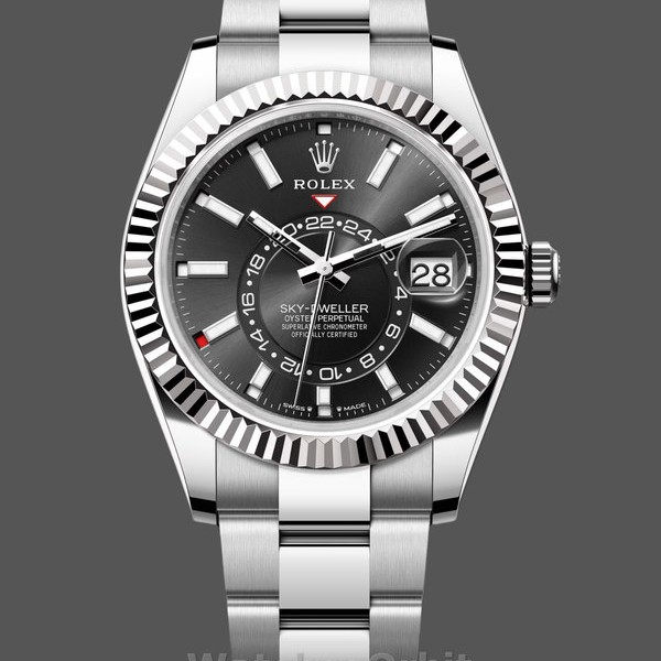Men's Rolex Sky Dweller 42mm White Rolesor Black Dial M336934 0007 Men's Black Dial