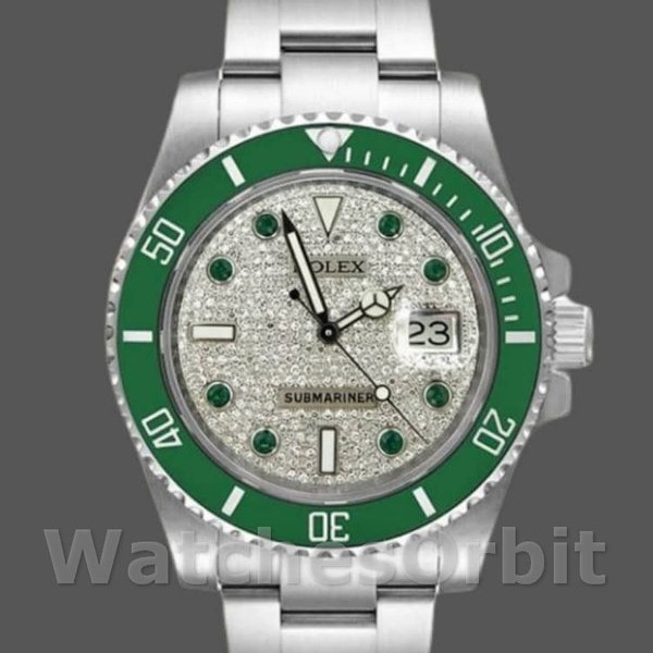 Men's Rolex Submariner 40mm Men's-116610-Diamond Paved Dial-Automatic Diamond Paved