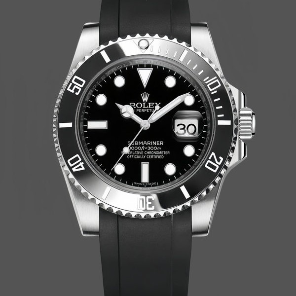 Men's Rolex Submariner 41mm Men's-126610LN-Black Rubber Strap-Black Dial Black