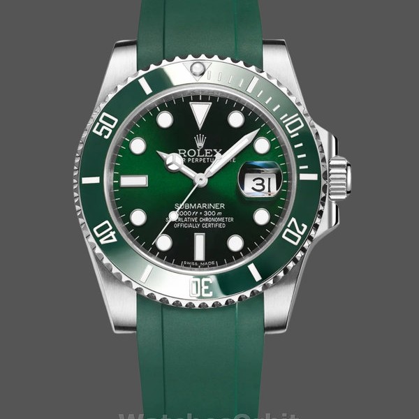 Men's Rolex Submariner 41mm Men's-126610LV-Green Rubber Strap-Black Dial Black