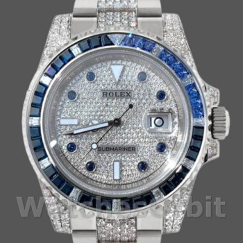 Men's Rolex Submariner Date 40mm Men's-116610LN-Stainless Steel-Diamond Bezel Diamond Paved