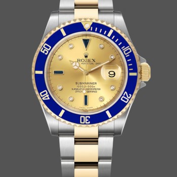 Men's Rolex Submariner 40mm Men's-16613-Champagne Serti Dial Champagne Serti&nbsp;