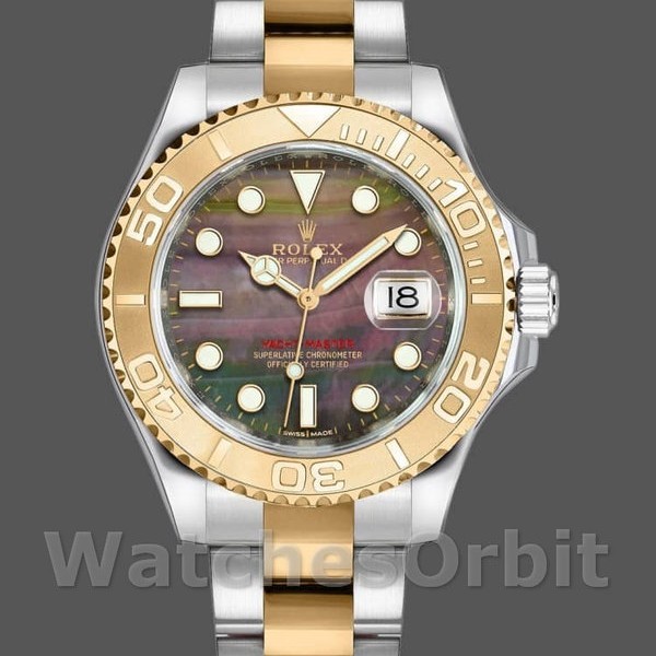 Unisex's Rolex Yacht-Master 35mm Unisex-168623-Steel & Yellow Gold-Black MOP Dial Black